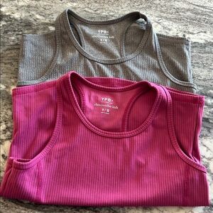 Abercrombie Kids Pink and Gray Ribbed Tank Tops